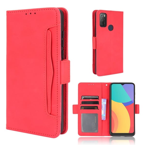 Modern-styled Lær Lommebok Etui til Alcatel 3l (2021) / 1s (2021) - Rød