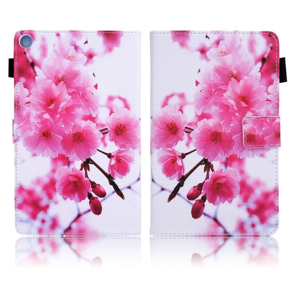 Samsung Galaxy Tab A 8.0 (2019) Elegant Mønstret Lær Flippetui - Plum Blossom