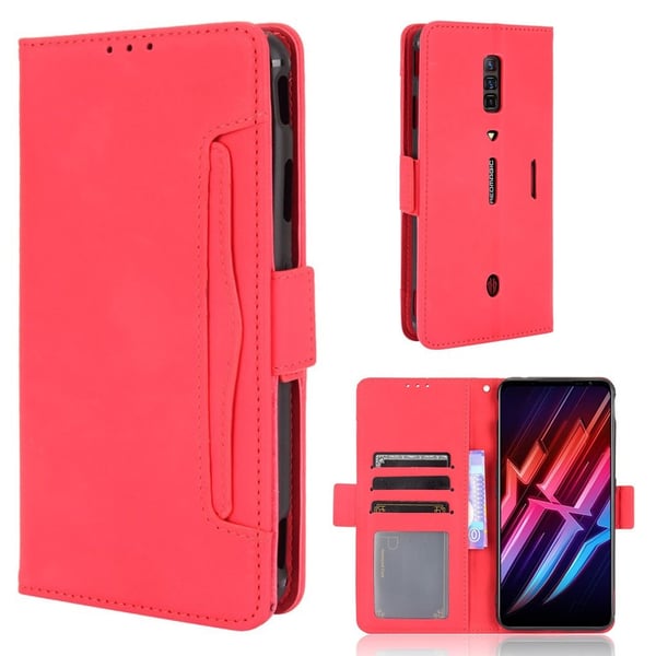 Modern-styled Lær Lommebok Etui til ZTE nubia Red Magic 6 / 6 Pro - Rød