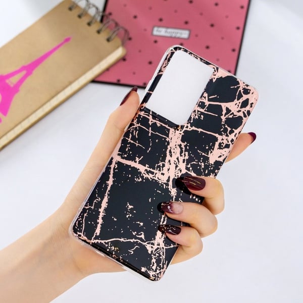 Marble Samsung Galaxy S21 Ultra Etui - Svart