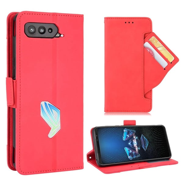 Modern-styled Lær Lommebok Etui til ASUS ROG Phone 5 - Rød