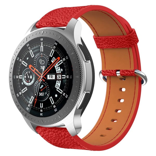 Samsung Galaxy Watch 46mm / Gear S3 Classic / Gear S3 Frontier Ekte Skinn Klokke Armbånd - Rød