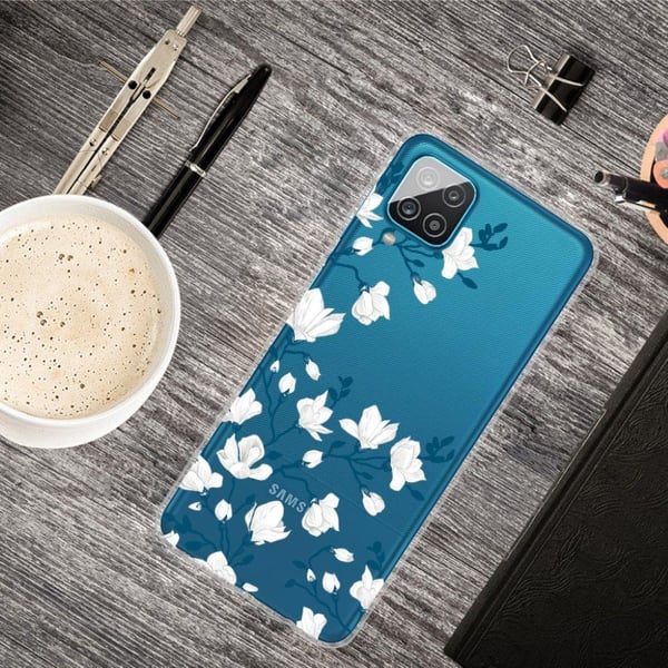 Deco Samsung Galaxy A12 5G etui - hvid blomster