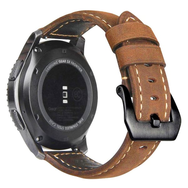 Samsung Gear S3 Frontier / S3 Classic ægte læder Urrem - Khaki / Sort Buckle