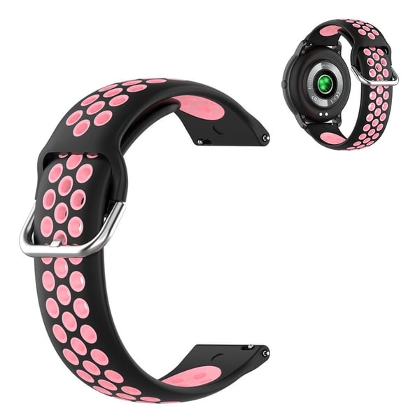 22 mm universal tofarget sportsklokkearmbånd i silikon - Svart / Rosa