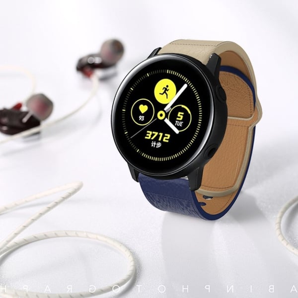 Apple Watch Series 5 44mm tofarvet ægte læder Urrem - Blå