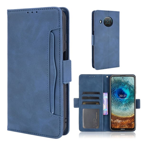 Modern-styled Lær Lommebok Etui til Nokia X10 / X20 - Blå