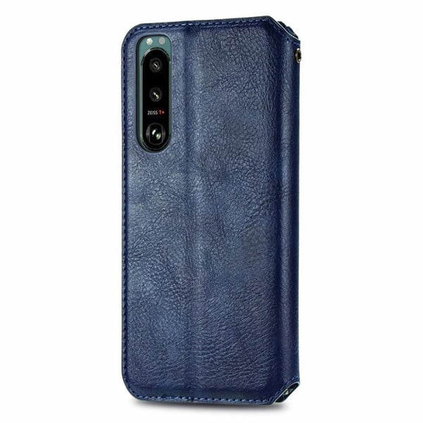 Skinn-etui med stilfult rombeavtrykk for Sony Xperia 5 III - Blå