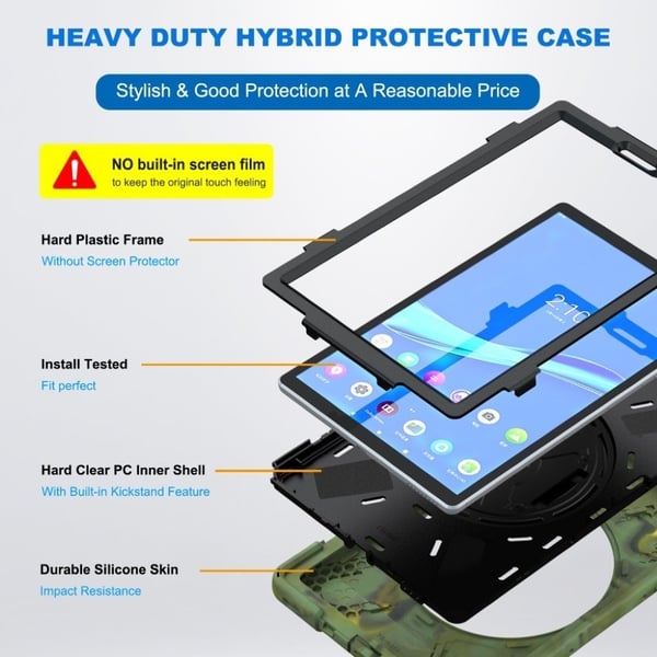 Lenovo Tab M10 HD Gen 2 360-svingbar kickstandholder + silikonetui - Kamuflasje