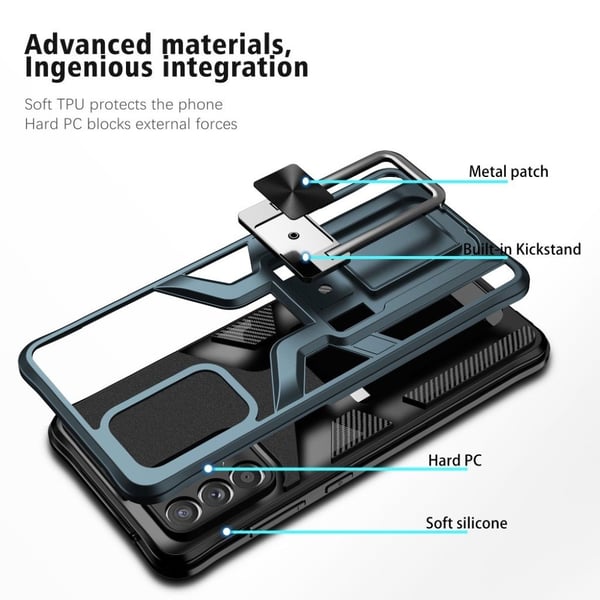 Støtsikker Hybrid Deksel med Kickstand til Samsung Galaxy A72 5G - Blå