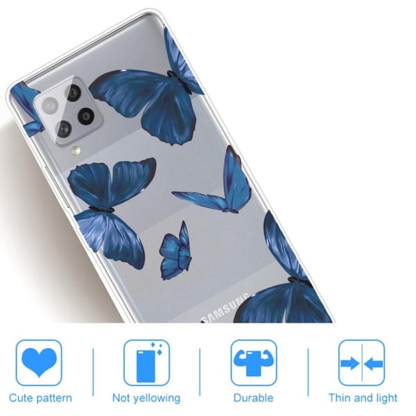 Deco Samsung Galaxy A42 5G Etui - Blå Sommerfugl