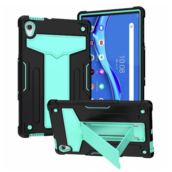 Lenovo Tab M10 HD Gen 2 T-skjorteformet kickstabd + silikonomslag - Svart / Cyan