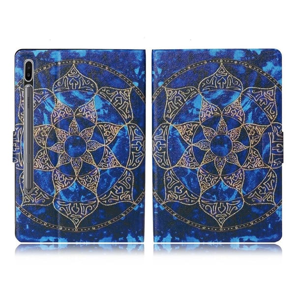 Samsung Galaxy Tab S7 cool mønster læder flip etui - mandala blomst