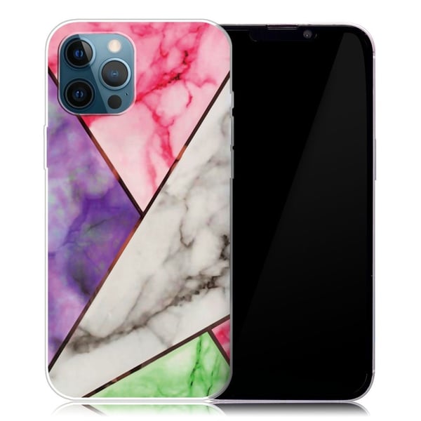 Marmordesign iPhone 13 Pro deksel - Lilla / Rose / Hvit / Grønn