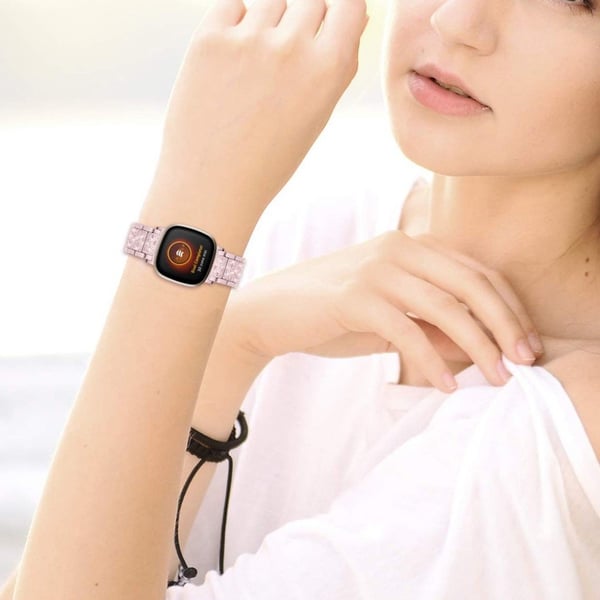 Fitbit Sense / Versa 3 elegant urrem med rhinestone dekor - Rosa