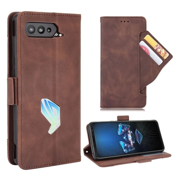 Modern-styled Læder Pung Etui til Asus Rog Phone 5 - Brun
