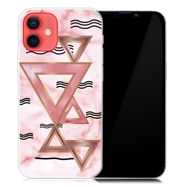 Marmordesign iPhone 13 deksel - Rosa Trekanter