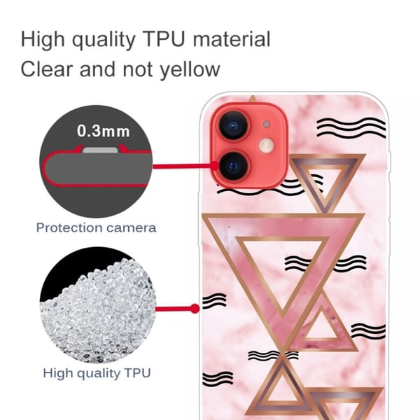 Marmordesign iPhone 13 deksel - Rosa Trekanter