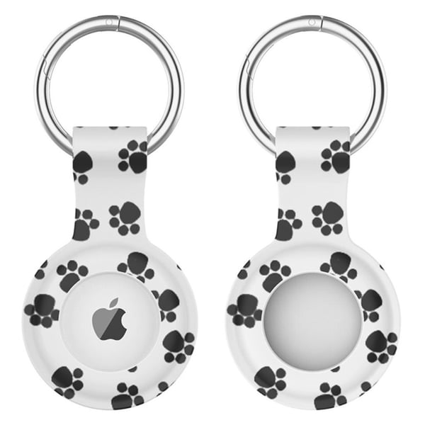AirTags-mønstret silikoneovertræk med nøglering - Sødt Poteaftryk
