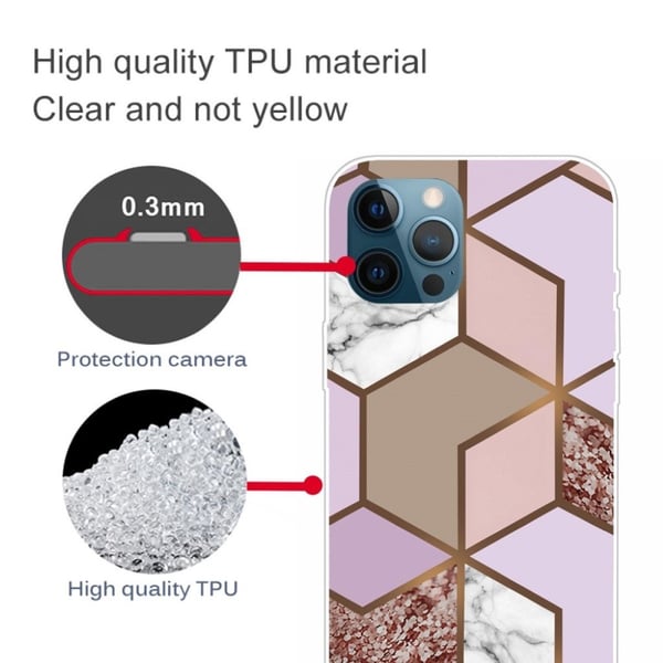 Marmordesign iPhone 13 Pro deksel - Gullfarget Frodig Flis