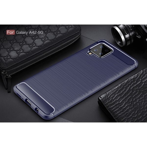Carbon Flex etui - Samsung Galaxy A42 5G - blå