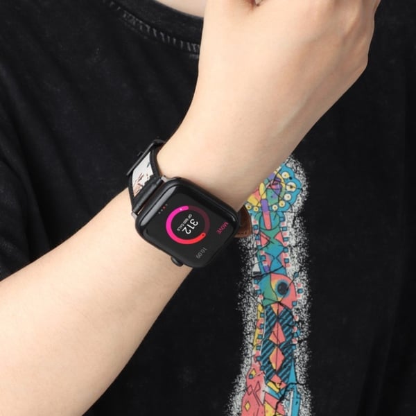 Apple Watch 42mm - 44mm mønstret landskapsklokkerem i skinn - Brun