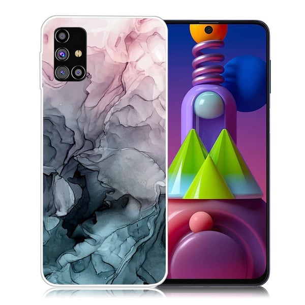 Marble Samsung Galaxy M51 Etui - Rose og Greyish Blåe Skyer