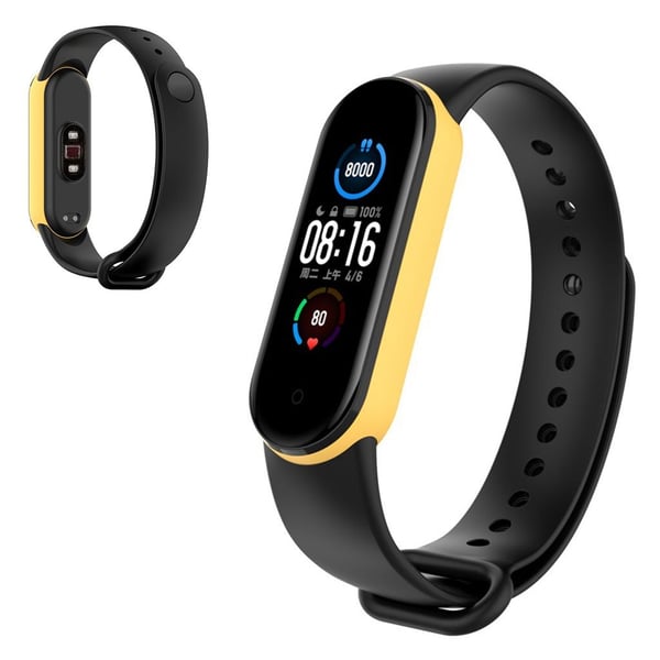 Xiaomi Mi Band 5 hållbar två tonig klockarmband - svart / gul