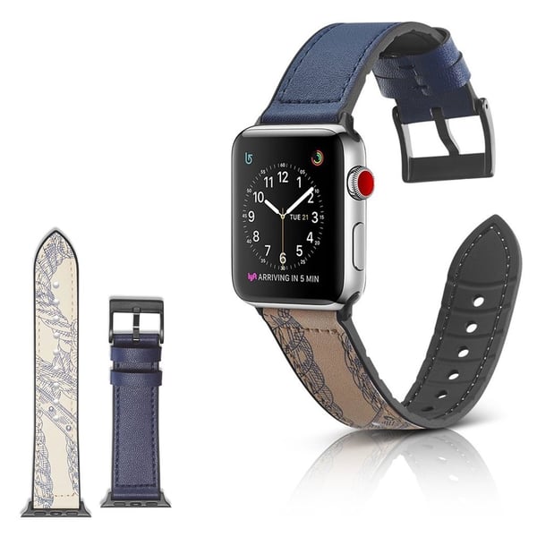 Apple Watch Series 4 44mm holdbar læder rem - Ink blå Marl Apple Watch Series 4 44mm holdbar læder rem - Ink blå Marl