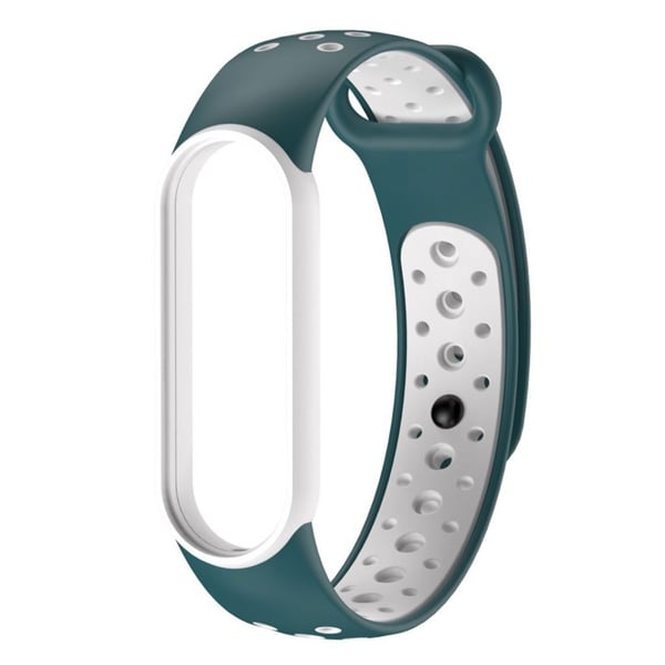 Xiaomi Mi Band 5 tofarget silikonklokkearmbånd - Mørkegrønn / Hvit