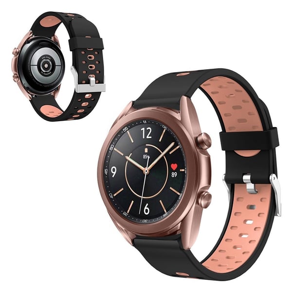 Samsumg Galaxy Watch 3 (41 mm) tofarget silikonarmbånd - Svart / Rosa