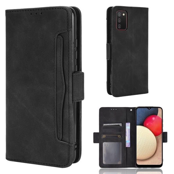 Lommebok-etui i moderne skinn-design Samsung Galaxy A03s - Svart
