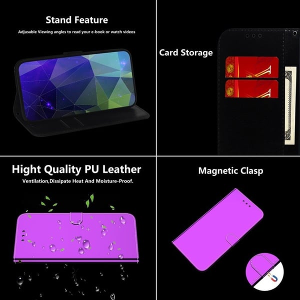 Mirror Samsung Galaxy A12 5G flip case - Violetti