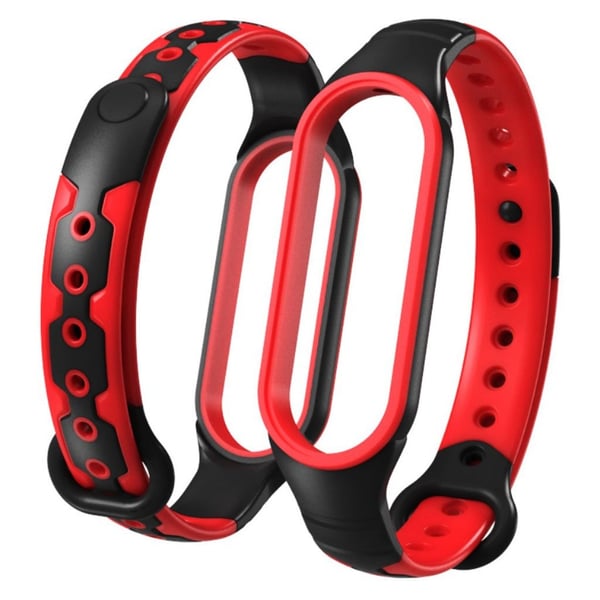 Xiaomi Mi Smart Band 6 tofarget klokkerem i silikon - Svart / Rød