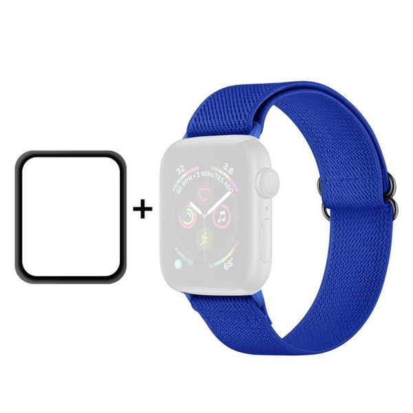ENKAY Apple Watch 40mm elastisk urrem + skærmbeskytter - Blå ENKAY Apple Watch 40mm elastisk urrem + skærmbeskytter - Blå
