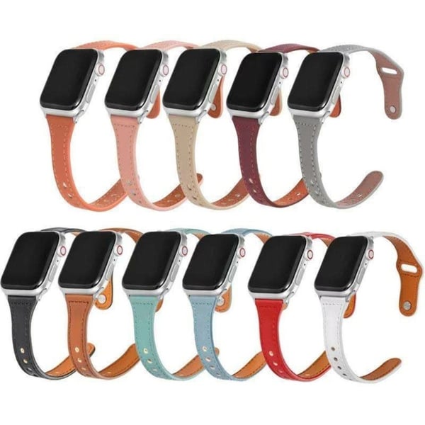 Apple Watch Series 6 / 5 44 mm knappeknapparmbånd i ekte skinn - Rosa