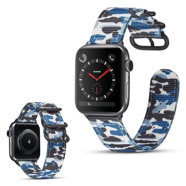 Apple Watch Series 4 44 mm kamuflasjefarget nylonklokkebånd - Kamuflasjeblå