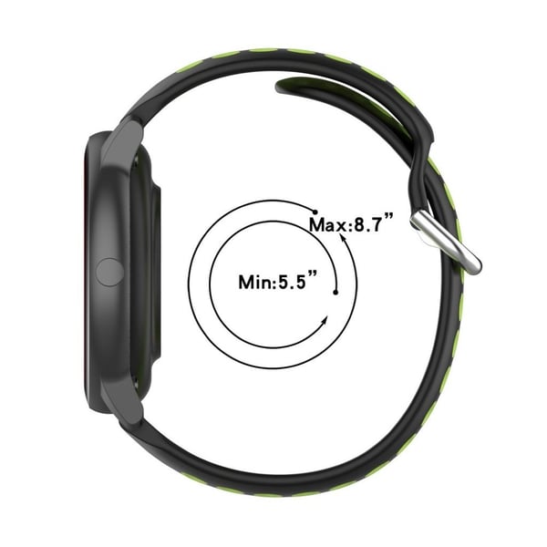 22 mm universal tofarget sportsklokkearmbånd i silikon - Lilla / Lime