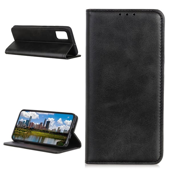 Wallet-style ægte Læder Flipcase til Samsung Galaxy A72 5G - Sort