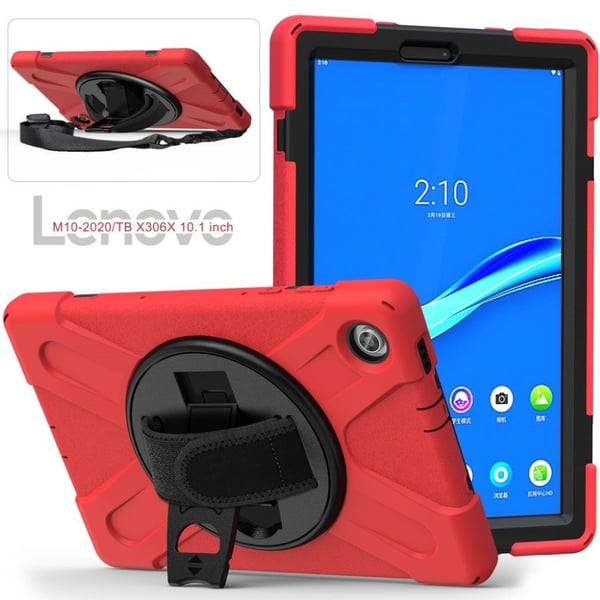 Lenovo Tab M10 HD Gen 2 360 graders kickstand + hybridveske i silikon - Rød
