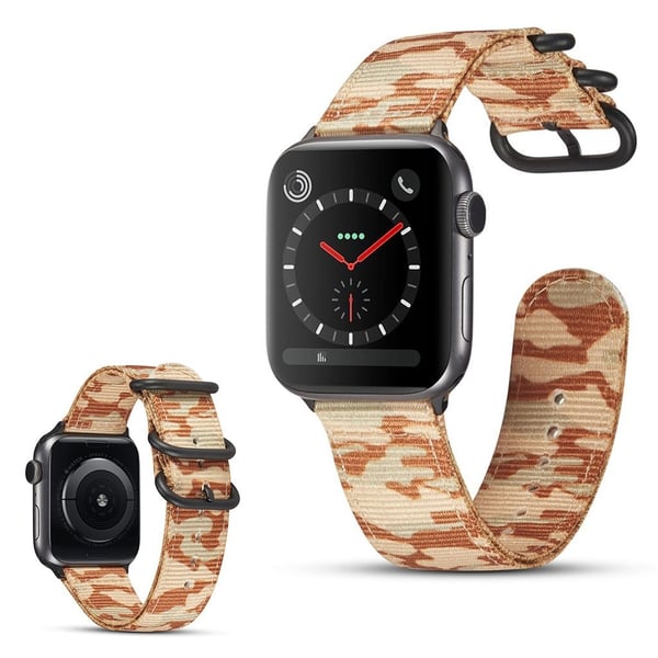 Apple Watch Series 4 44mm camouflage nylon klockarmband - camouflage ljusbrun