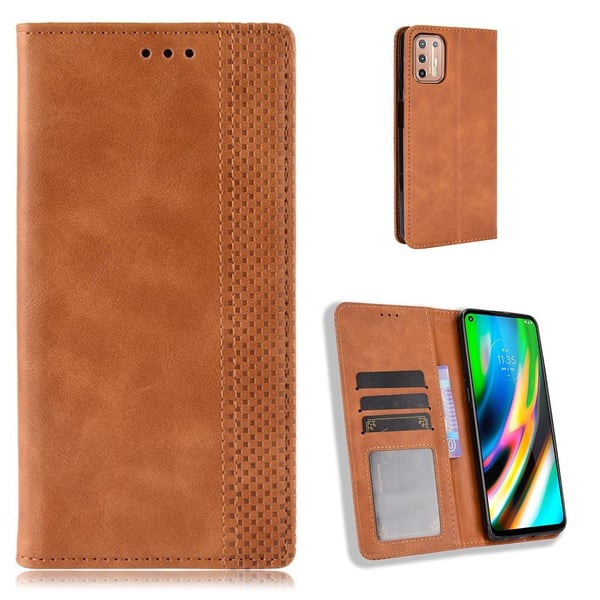Bofink Vintage Motorola Moto G9 Plus nahkakotelo - Ruskea