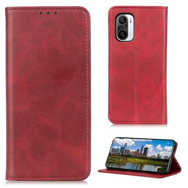Flip Etui med Pung i Ekte Lær til Xiaomi Mi 11i / K40 / Poco F3 - Rød