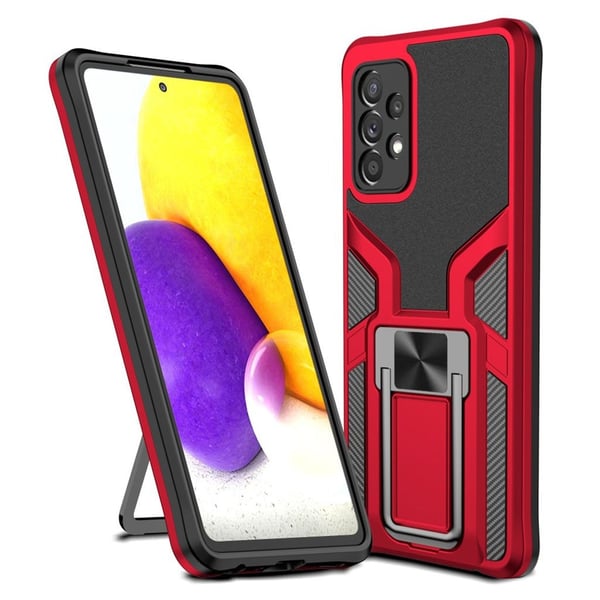 Støtsikker Hybrid Deksel med Kickstand til Samsung Galaxy A72 5G - Rød