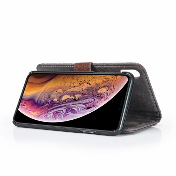 DG.MING iPhone Xs Max 2-i-1 etui med pung - Sølv/Grå