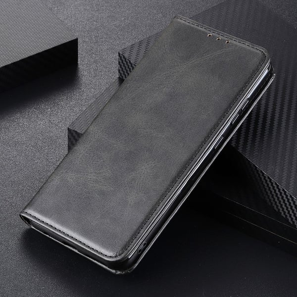 Flip Etui med Pung i Ekte Lær til Samsung Galaxy A42 5G - Svart