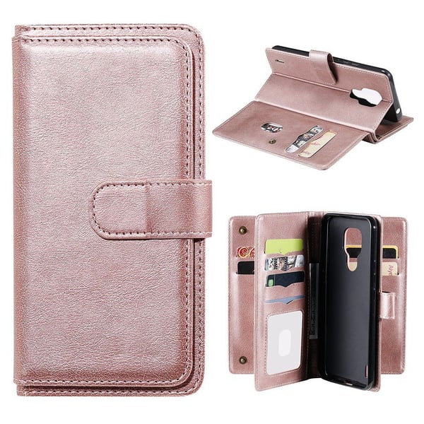 10-slot Lommebok Etui til Motorola Moto E7 - Rosa
