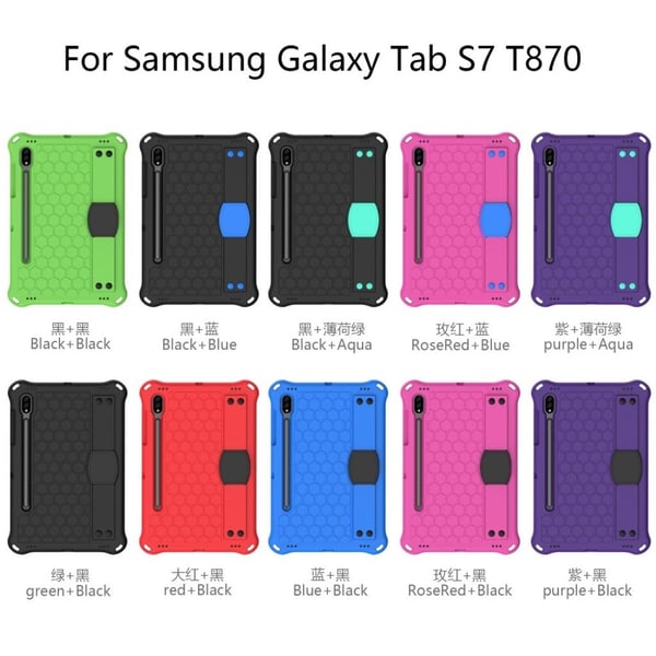 Honeycom mønster eva combo etui til Samsung Galaxy Tab S7 - sort