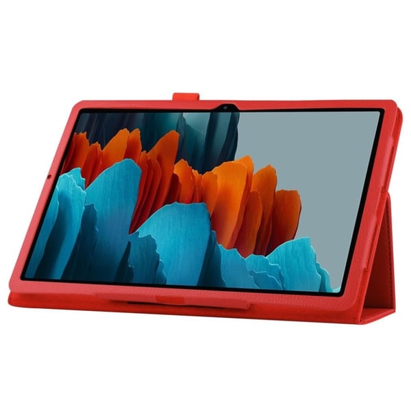 Samsung Galaxy Tab S7 Litchi Lær Etui - Rød