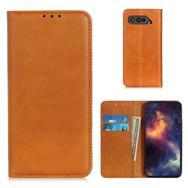 Flip Etui med Pung i Ekte Lær til ASUS ROG Phone 5 - Brun
